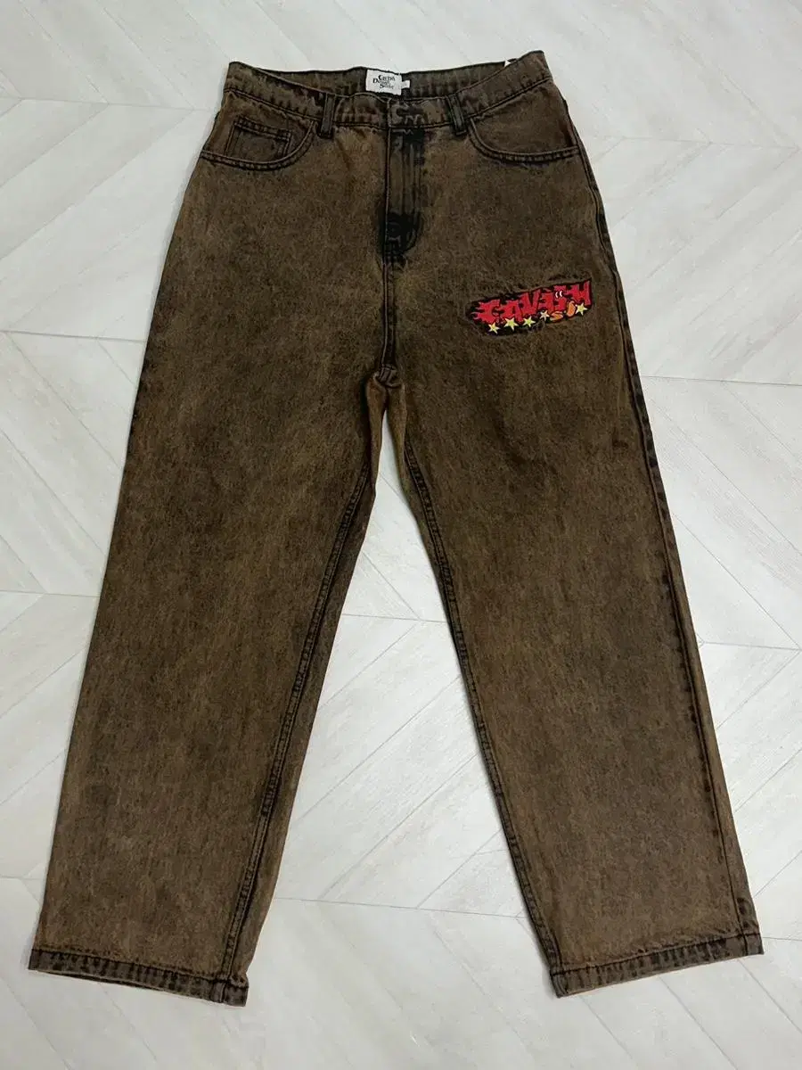 카비시 5-POCKET EMB DENIM PANTS BROWN (L)